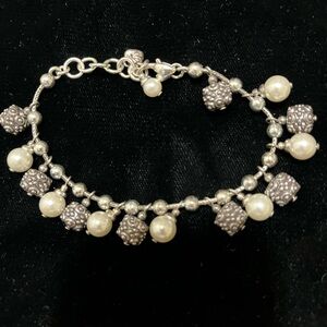 Brighton Elegant Silver and Pearl Charm Bracelet